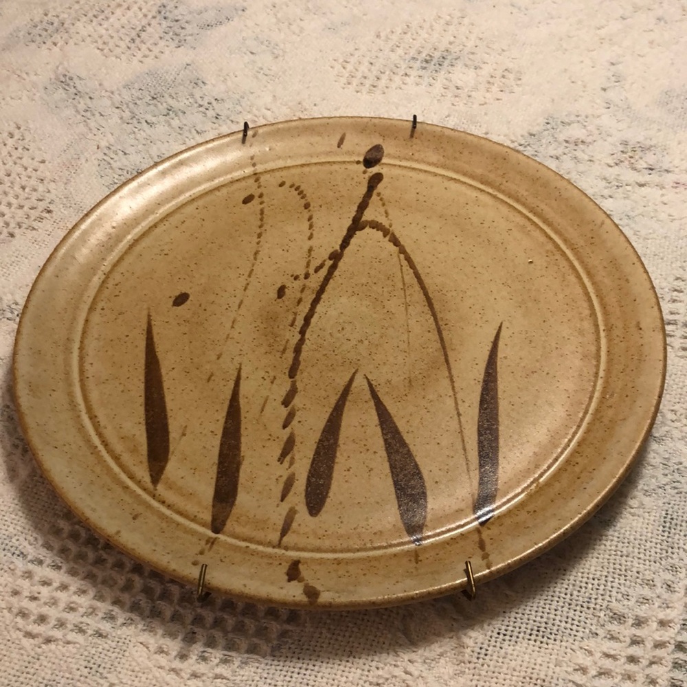 Studio Pottery Stoneware Round Plate/Pie Tray/Charger 10.5” signed